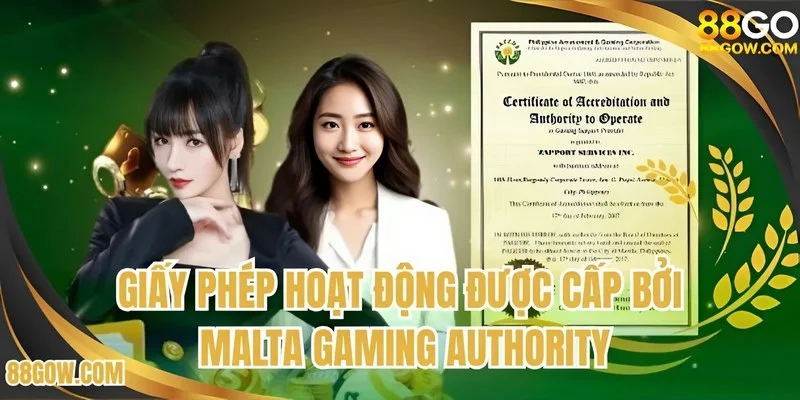 Giấy phép hoạt động được cấp bởi Malta Gaming Authority